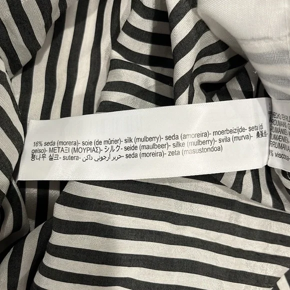 Massimo Dutti long sleeve belted button down black &white 3/4 length dress XS/S - Picture 16 of 16